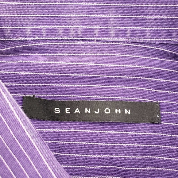 Sean John Shirt Men's 16.5 34/35 Purple Striped Vintage Button Up Long Sleeve‎ - Picture 3 of 11
